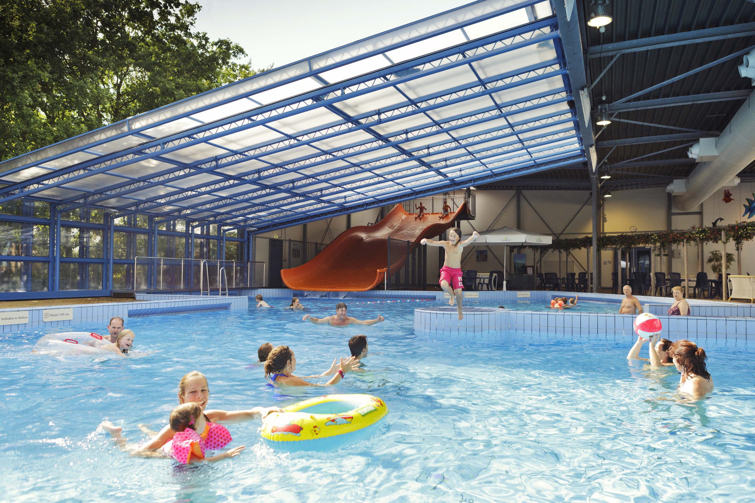 Kinderen die zwemmen bij het land van bartje zwembad